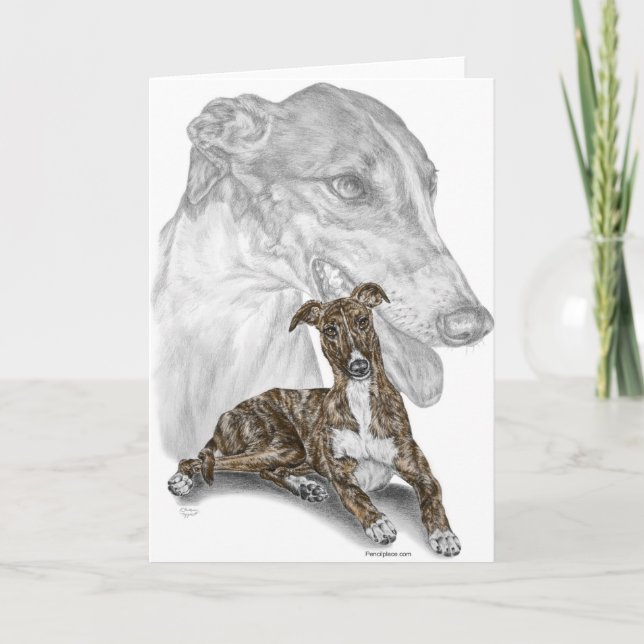 Brindle vinthundhundkonst kort (Framsida)