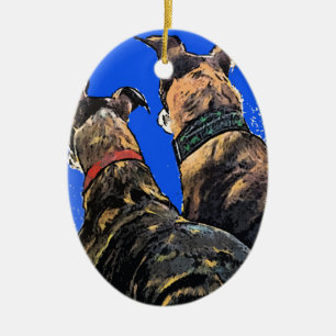 Brindle vinthundjulprydnad julgransprydnad keramik