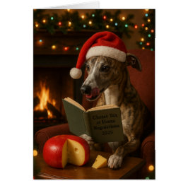 Brindle Whippet Cheese Tax Christmas greeting card Hälsningskort
