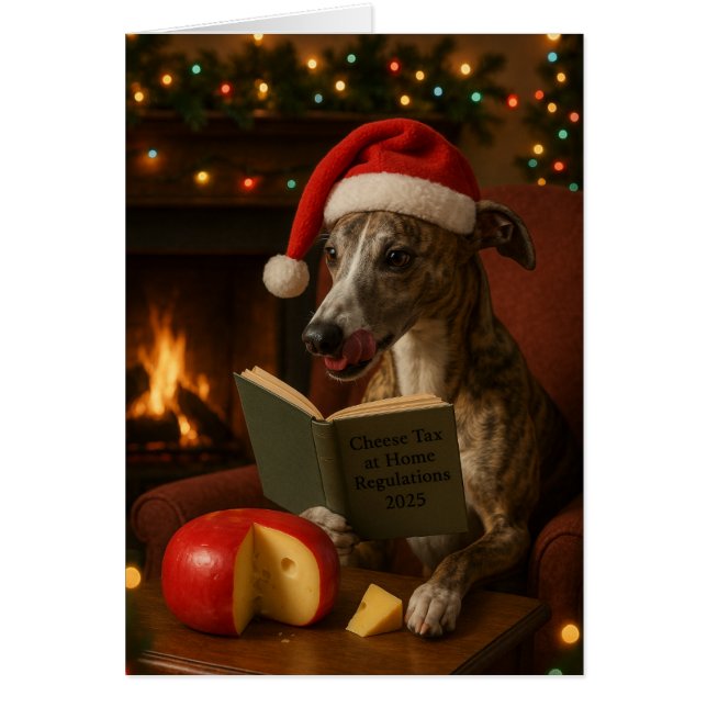 Brindle Whippet Cheese Tax Christmas greeting card Hälsningskort (Framsidan)