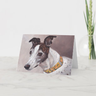 Brindle & White Greyhound Hund Art-hälsningskort Kort