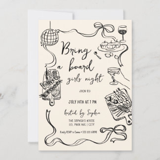 Bring a Board Girls Night Invitation Inbjudningar