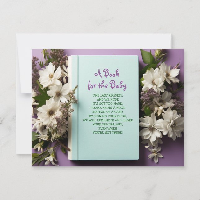 BRING A BOK Lila Mint Grönt Flowers Baby Shower Inbjudningar (Framsida)