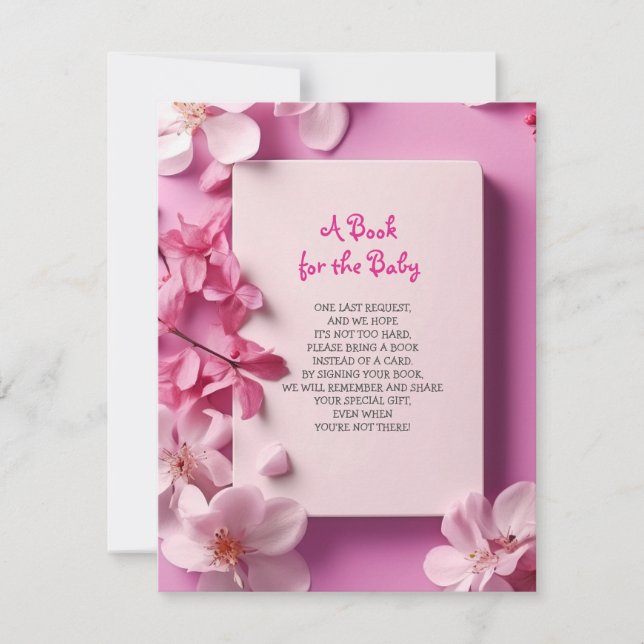 BRING A BOK Rosa Orchids Fuchsia Baby Shower Card Inbjudningar (Framsida)