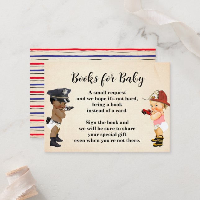 Bring a Book Little Recruit Baby Shower Card Placeringskort (Fram/Back In Situ)