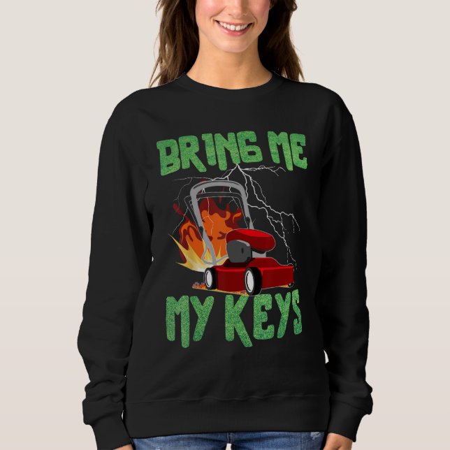 Bring Me My Keys Lawn Mower Drifting Satirical T Shirt (Framsida)