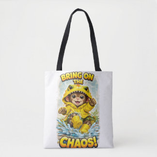 Bring on the Chaos Cute Dino Tote Bag Tygkasse