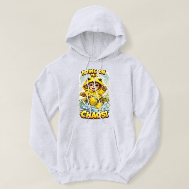 Bring on the Chaos Hoodie Cute Rain Dino (Design framsida)