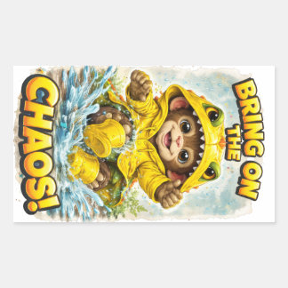 Bring on the Chaos Sticker Cute Dino Rektangulärt Klistermärke