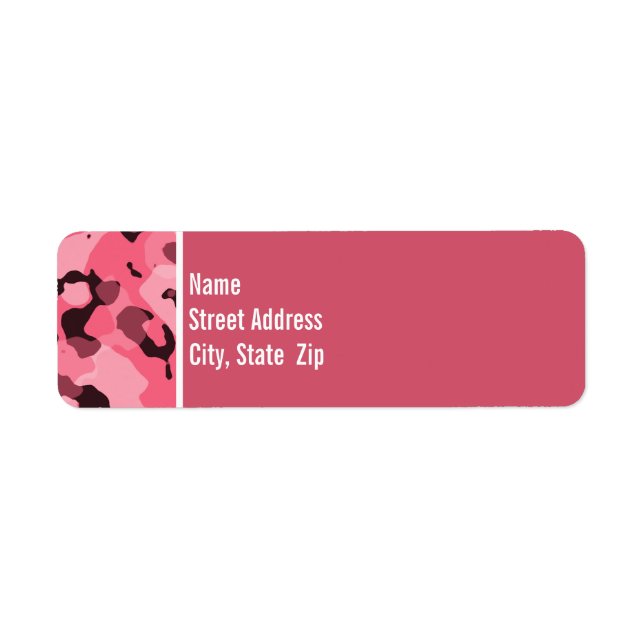 Brink Rosa Camo; Personlig Returadress Etikett (Framsidan)