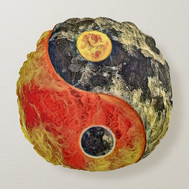 Brinna Yin Yang hantverkare Rund Kudde (Framsidan)