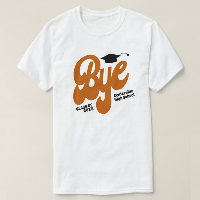 Brinnad Orange Hej, Studentmössa Senior T Shirt (Design framsida)