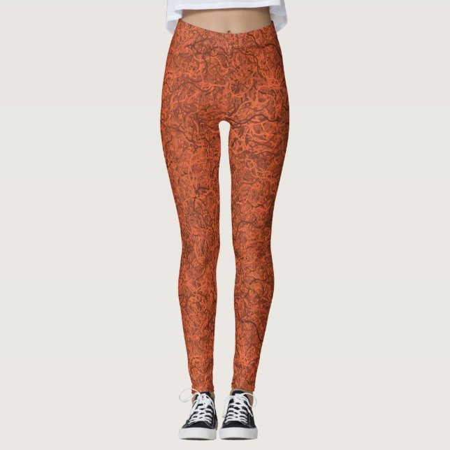 Brinnad orange, populär mönster leggings (Framsida)