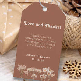 Brinnad Orange Wildblommor Bröllop Tack för att du Presentetikett