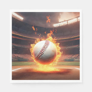 Brinnande baseboll på stadion pappersservett