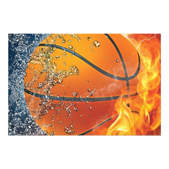 Brinnande basketboll fototryck (Framsidan)