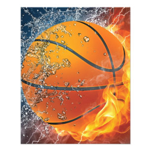 Brinnande basketboll fototryck