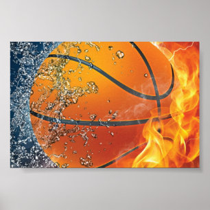 Brinnande basketboll poster