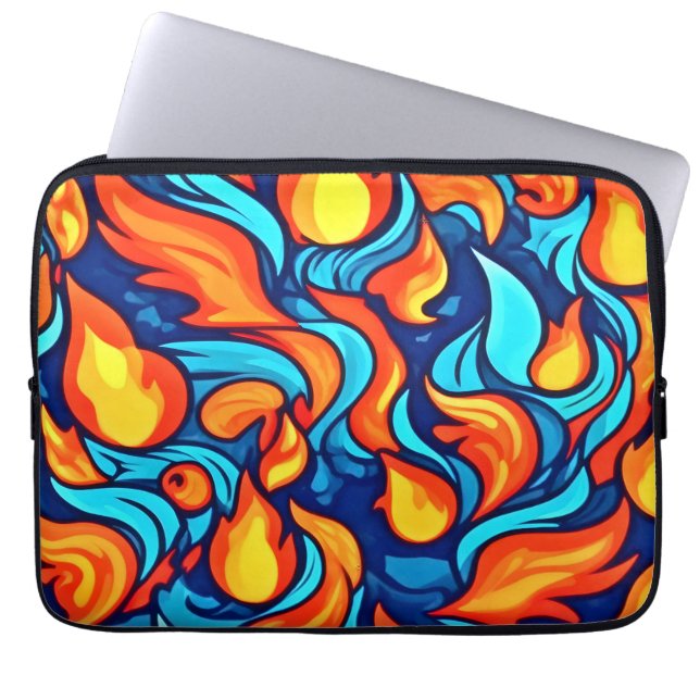 Brinnande Blå Abstraktion Laptop Fodral (Framsidan)