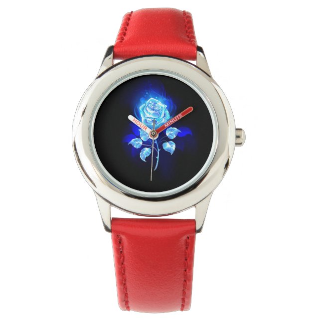 Brinnande blå Ro Armbandsur (Framsida)