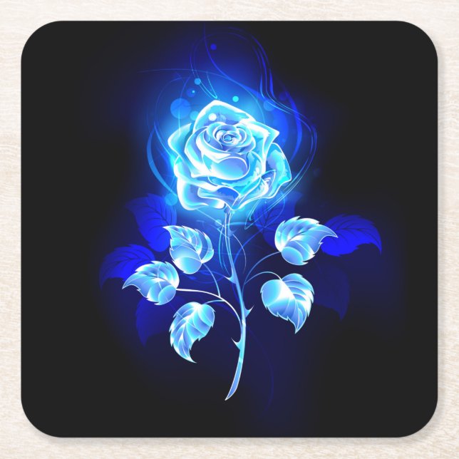 Brinnande blå Ro Underlägg Papper Kvadrat (Framsidan)