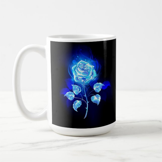 Brinnande blå ros kaffemugg (Vänster)