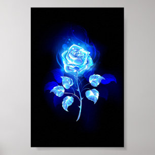 Brinnande blå ros poster