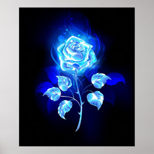 Brinnande blå ros poster
