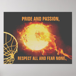 Brinnande Boll Bild med Netball Slogan Poster