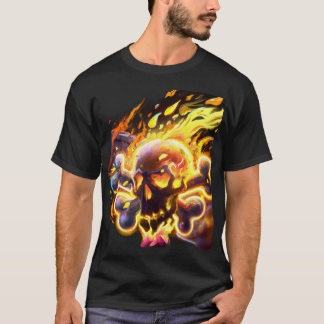 Brinnande dödskalle och korslagda ben t shirt