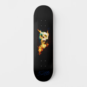 Brinnande Dödskalle Skateboarddäck Mini Skateboard Bräda 18,5 Cm