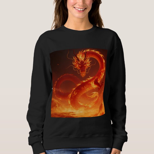 Brinnande Eld-drake | Mythisk Flamdrake Fantasi T Shirt (Framsida)