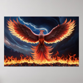 Brinnande Fenix Stiger Ur Askan Poster