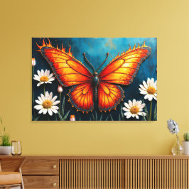 Brinnande fjärilskonst i vingar canvastryck