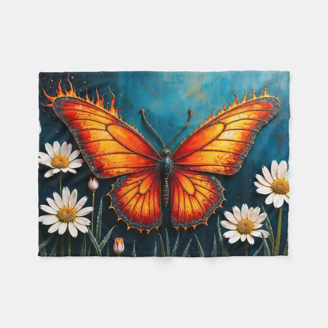 Brinnande fjärilskonst i vingar fleecefilt (Framsidan (Horisontell))