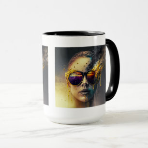 Brinnande glasögon Combo Mugg, 15 oz Mugg