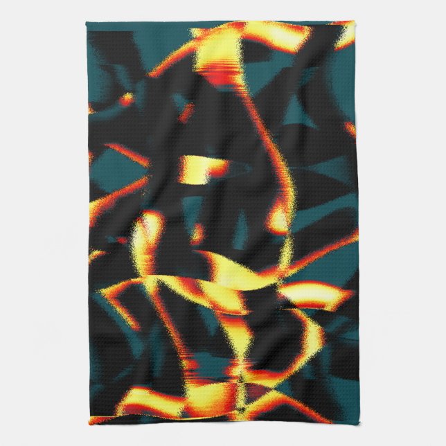 Brinnande gult - rött utseende, bristfällig spray kökshandduk (Vertikal)