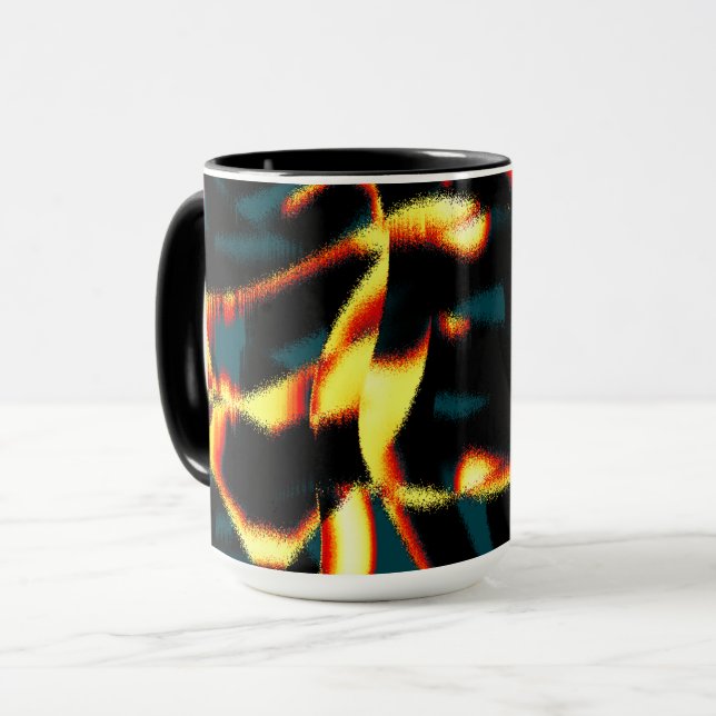 Brinnande gult - rött utseende, bristfällig spray mugg (Framsida vänster)