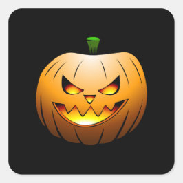 Brinnande Halloween-Pumpkin på Stickers Fyrkantigt Klistermärke