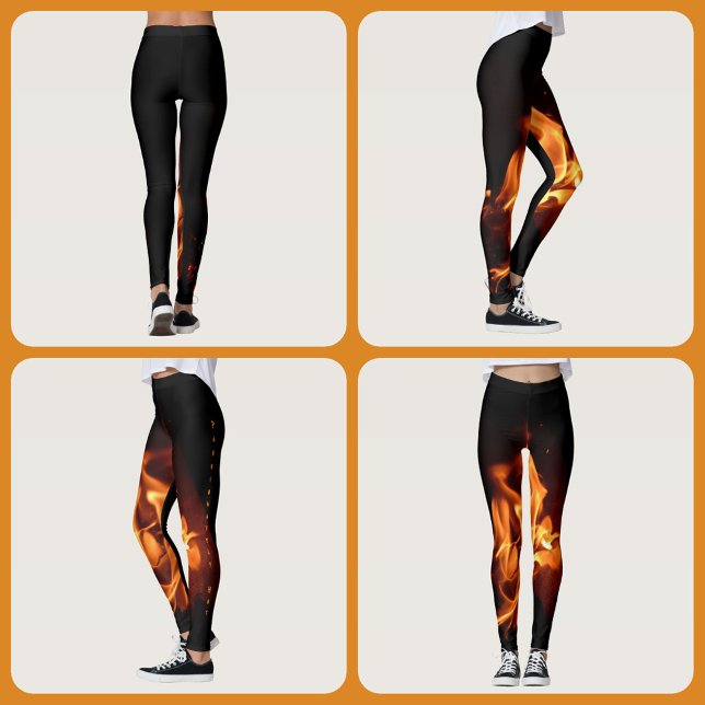 Brinnande heta lågor på svart leggings (Skapare uppladdad)