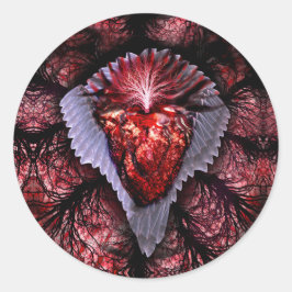 Brinnande hjärta runt klistermärke