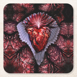 Brinnande hjärta underlägg papper kvadrat