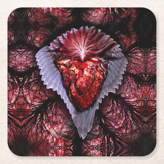 Brinnande hjärta underlägg papper kvadrat (Framsidan)