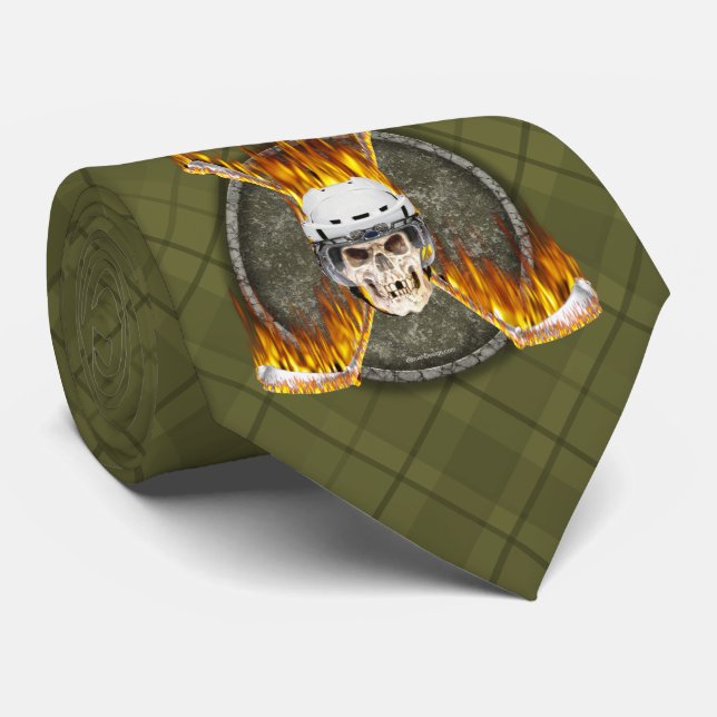 Brinnande hockeyklubbor slips (mörk) (Rullad)