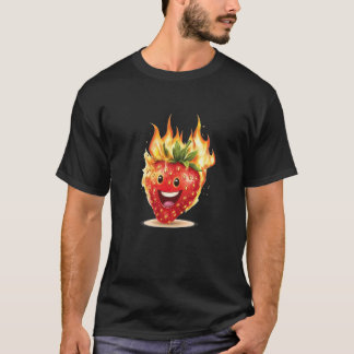 Brinnande jordgubbsflammor kostym t shirt