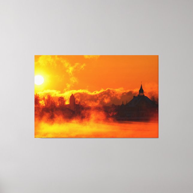 Brinnande morgonsoluppgång i Helsingfors canvas ko (Framsida)