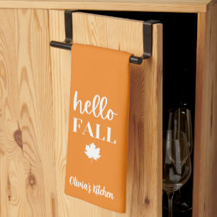 Brinnande Orange Hej Fall Personlig Namn Anpassnin Kökshandduk
