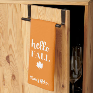 Brinnande Orange Hej Fall Personlig Namn Anpassnin Kökshandduk