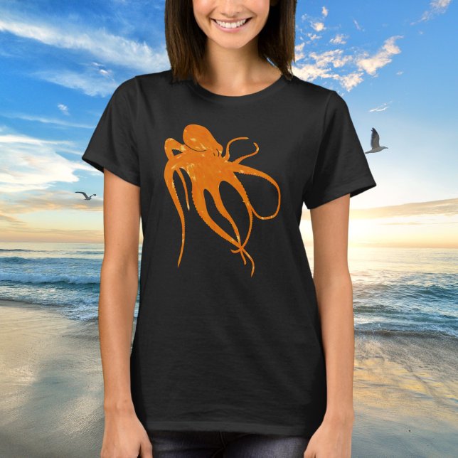 Brinnande orange - minimalistisk havsbläckfisk t shirt (Skapare uppladdad)