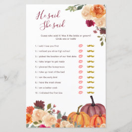 Brinnande orange Pumpkin sa att hon sa spelkort